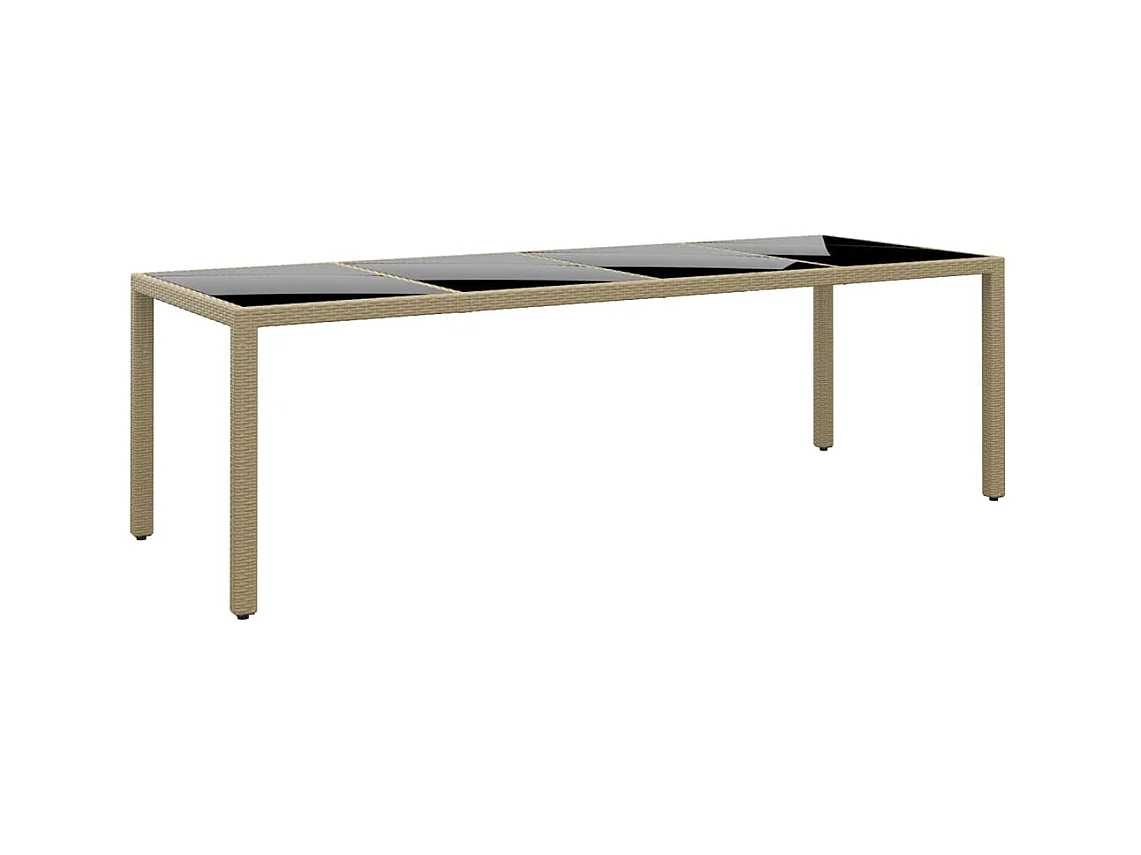 Table de jardin avec dessus en verre beige résine tressée GHR97330
