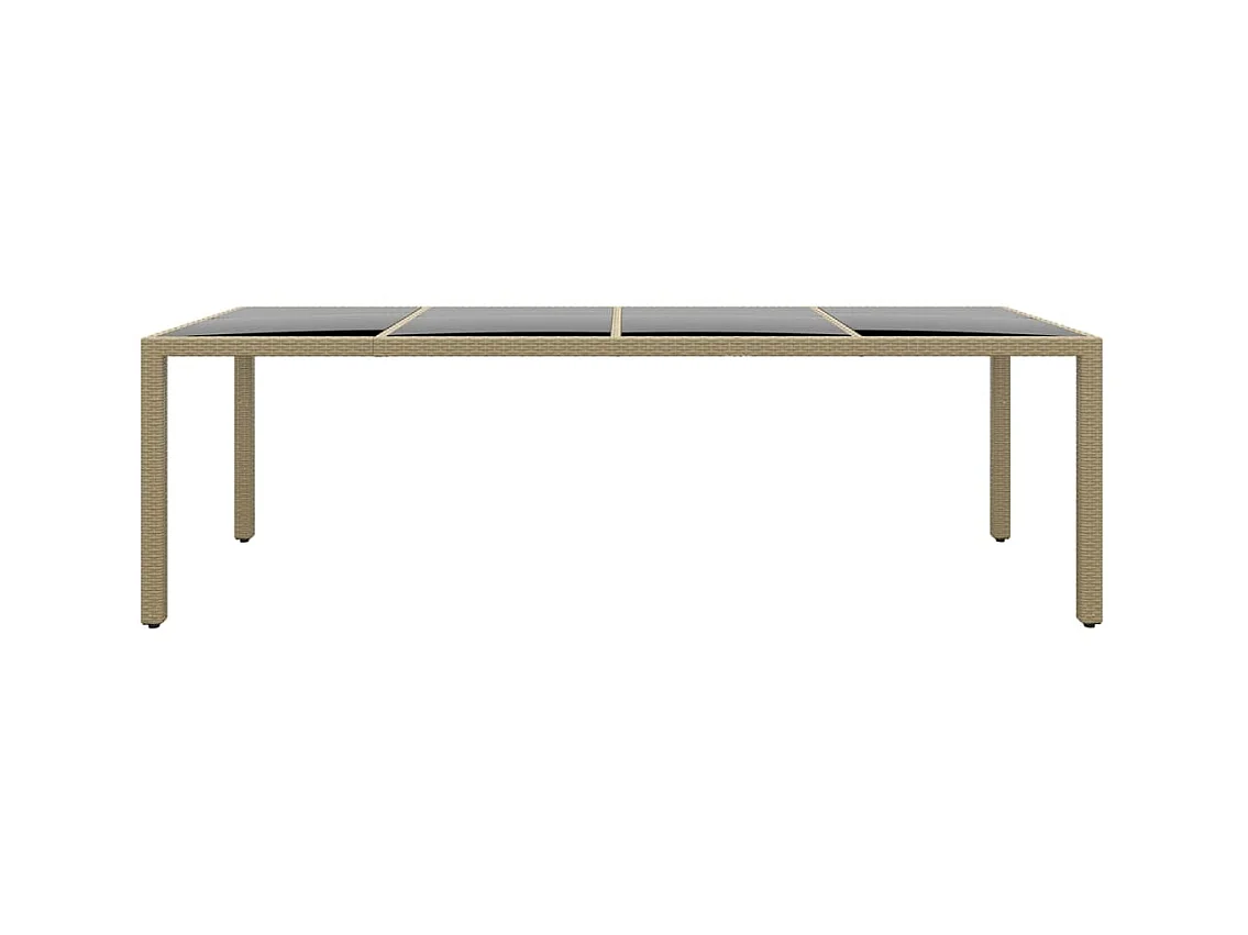 Table de jardin avec dessus en verre beige résine tressée GHR97330