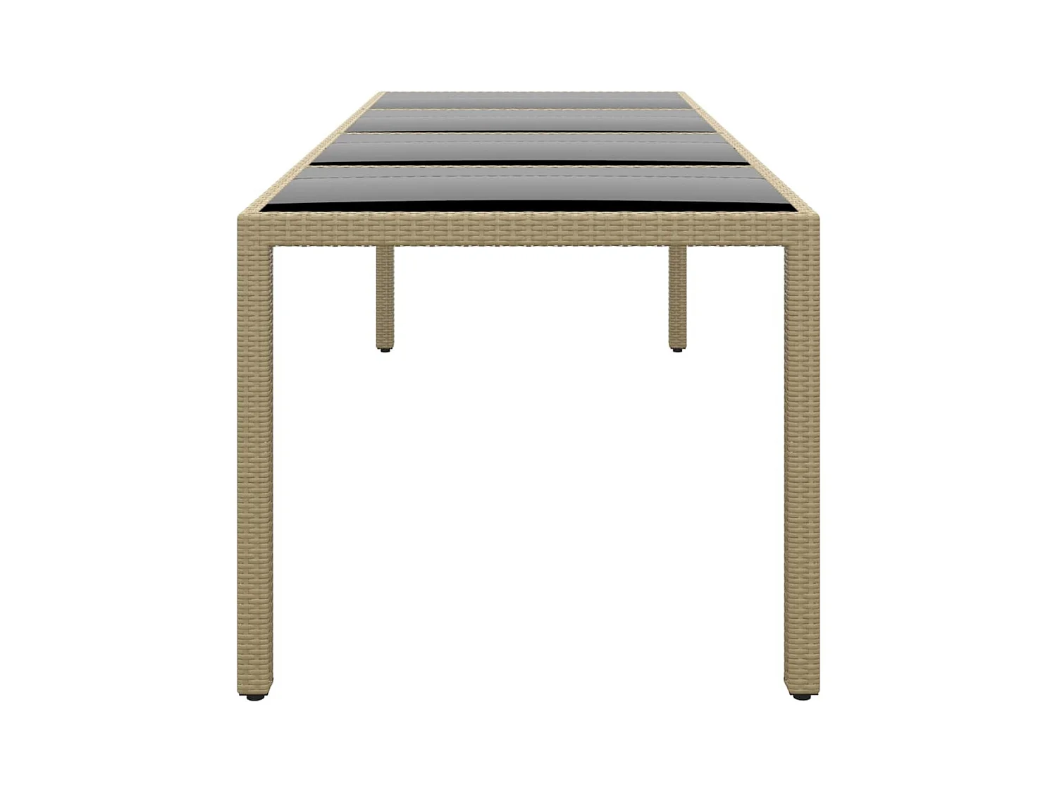 Table de jardin avec dessus en verre beige résine tressée GHR97330