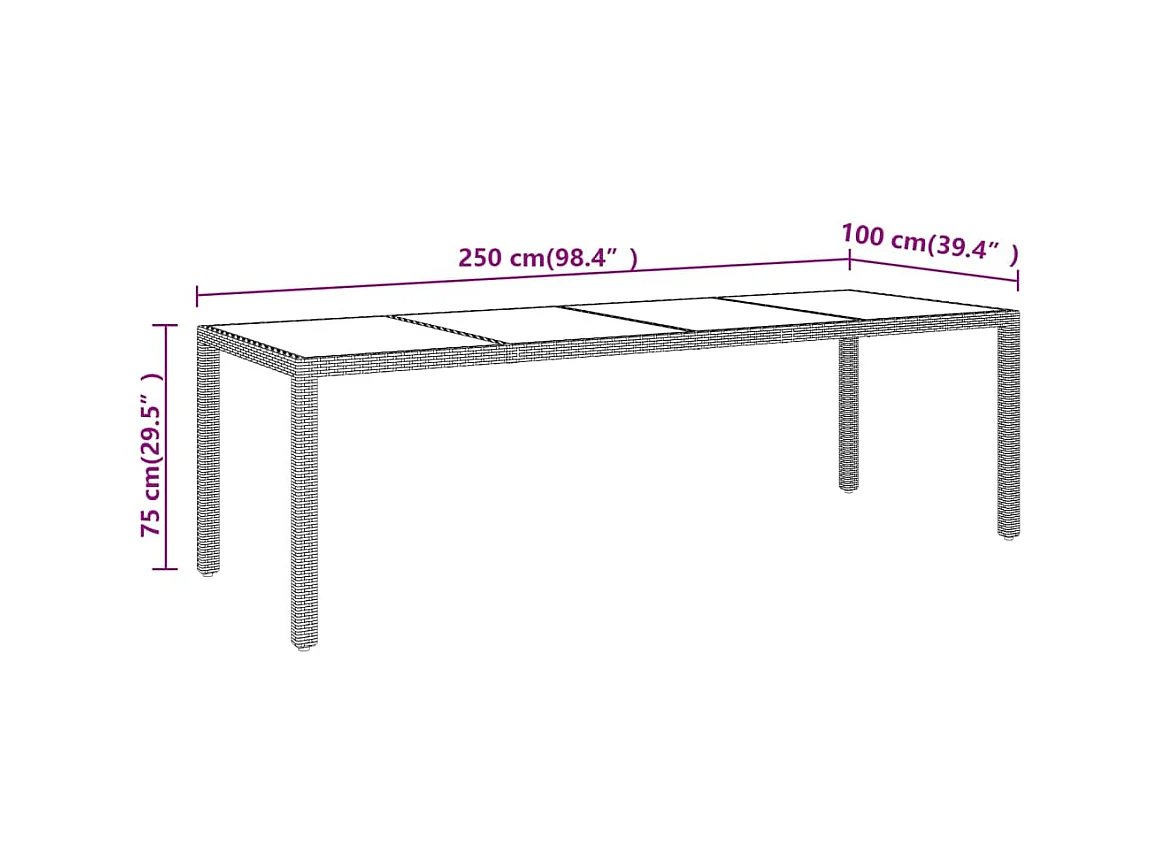 Table de jardin avec dessus en verre beige résine tressée GHR97330