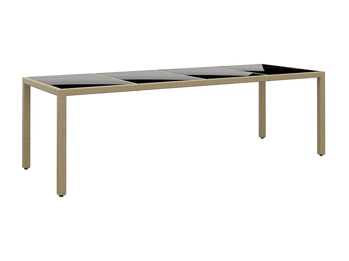 Mesa de jardim com tampo de vidro vime PE bege PT125664