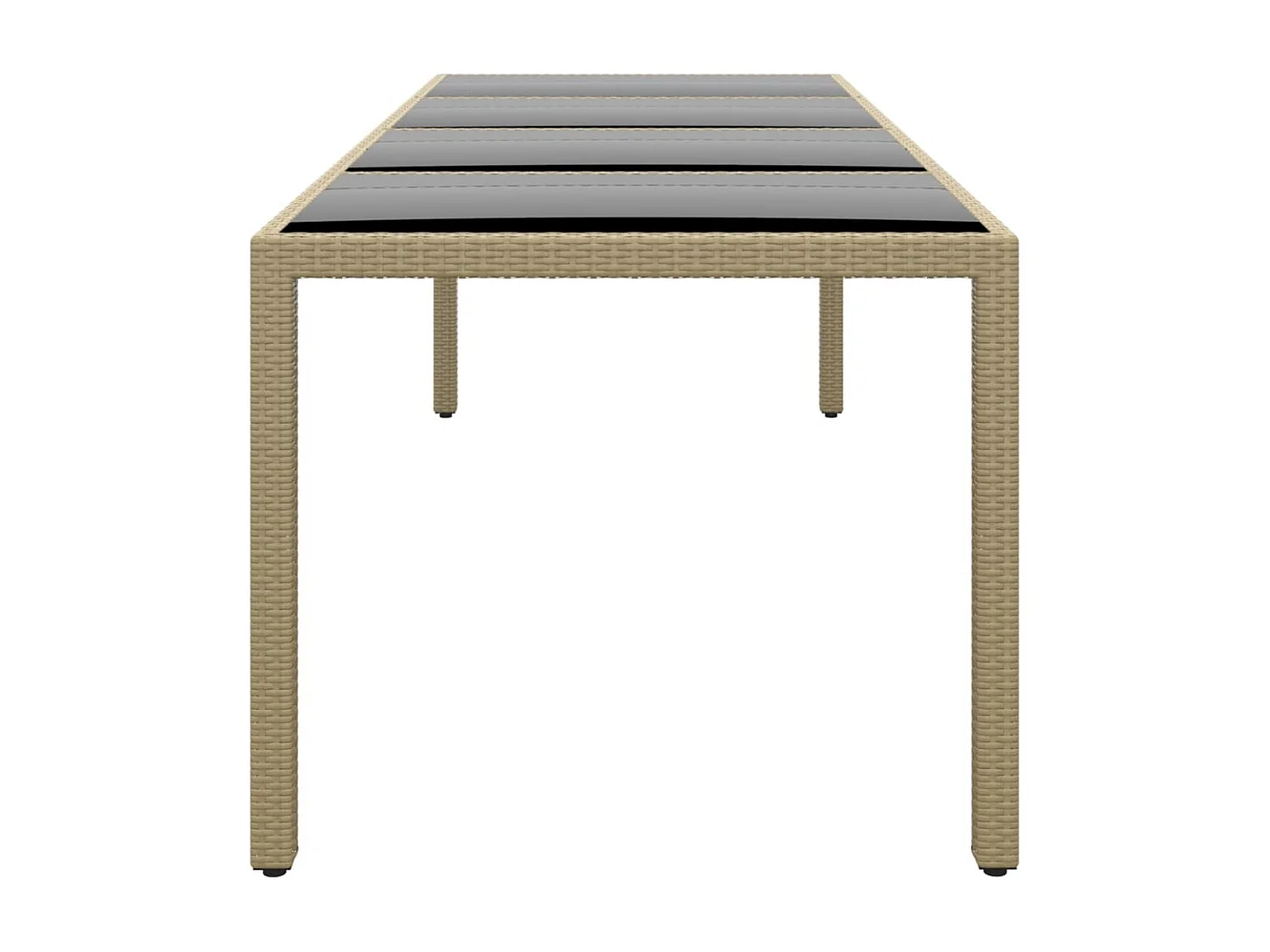 Mesa de jardim com tampo de vidro vime PE bege PT125664