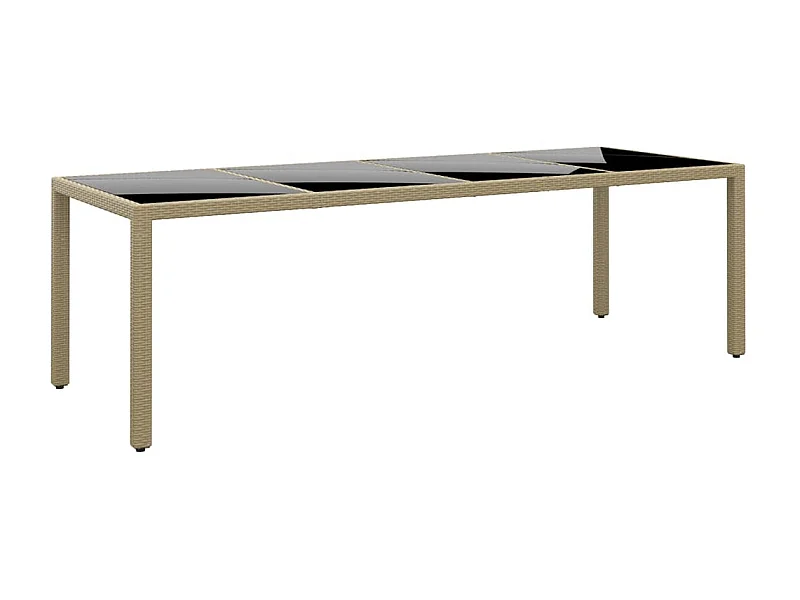 Mesa de jardim com tampo de vidro vime PE bege PT125664
