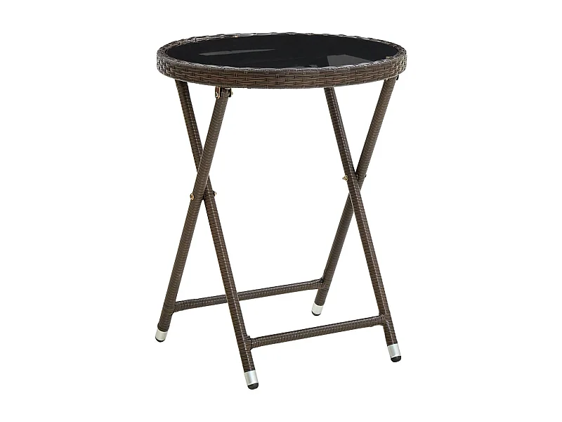 Mesa de centro ratán sintético y vidrio templado marrón 60 cm KOW69375