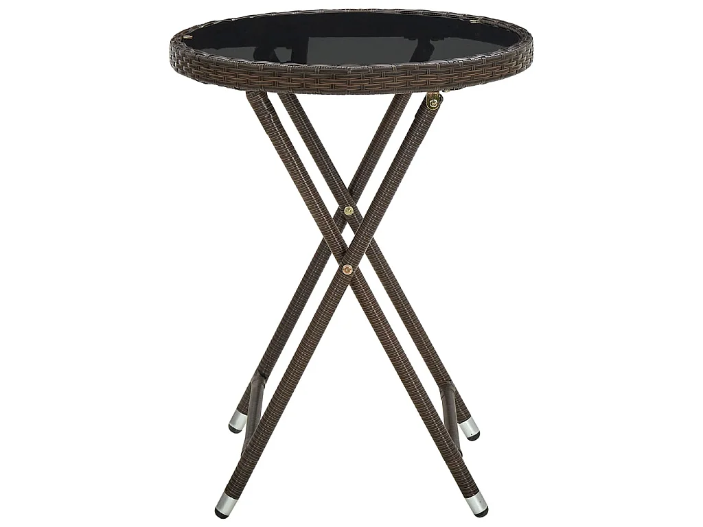 Mesa de centro ratán sintético y vidrio templado marrón 60 cm KOW69375