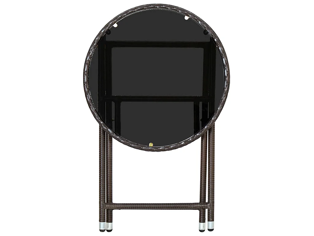 Mesa de centro ratán sintético y vidrio templado marrón 60 cm KOW69375