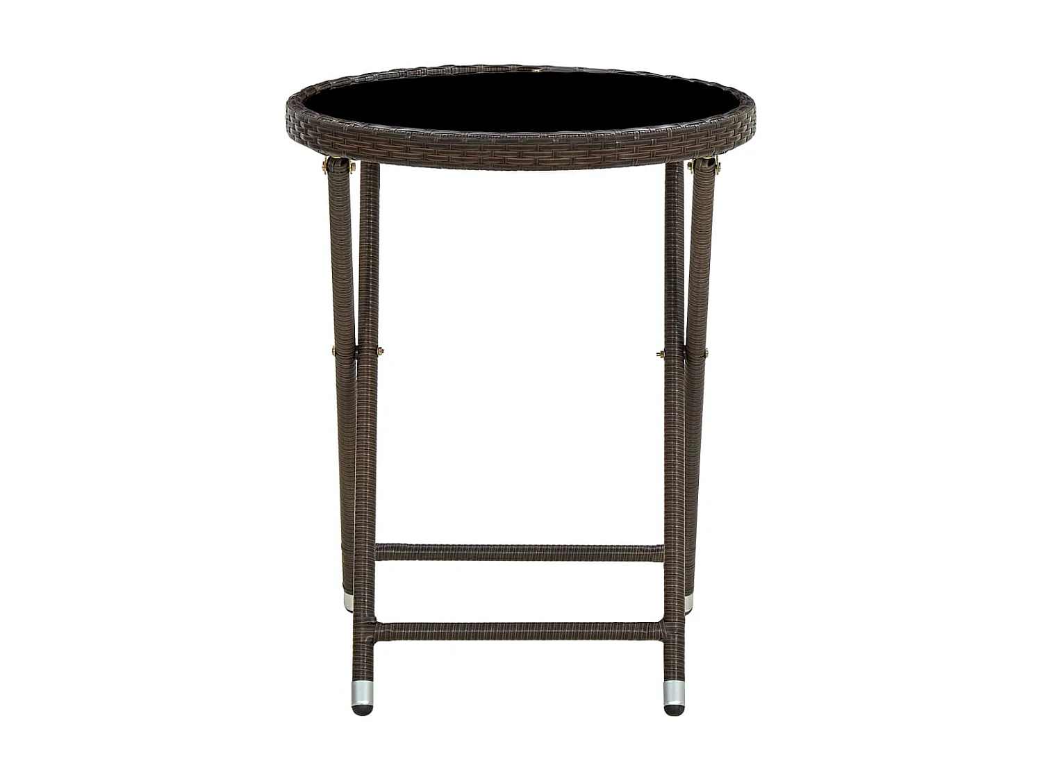 Mesa de centro ratán sintético y vidrio templado marrón 60 cm KOW69375