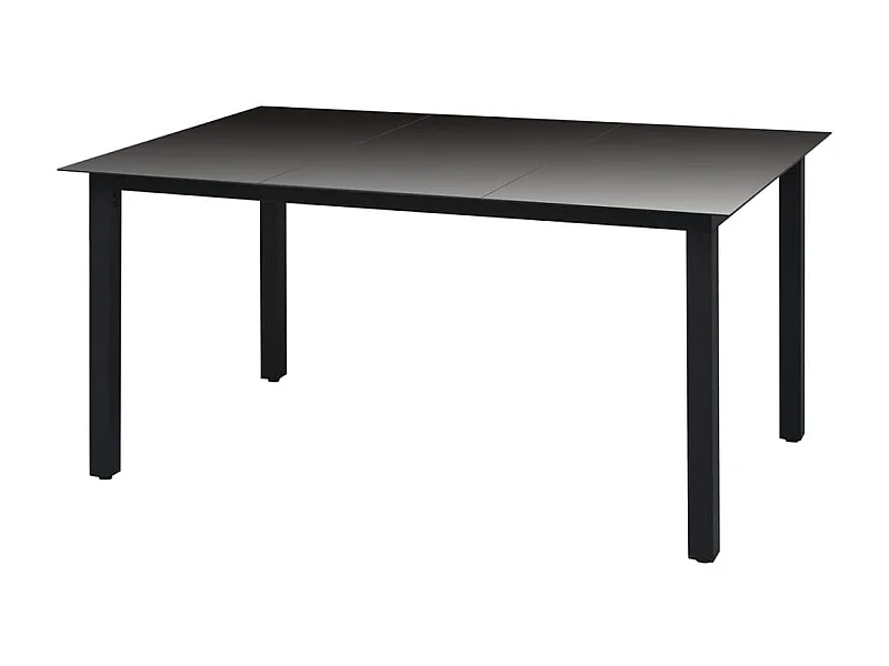 Table de jardin Noir 150 x 90 x 74 cm Aluminium et verre GHR43901
