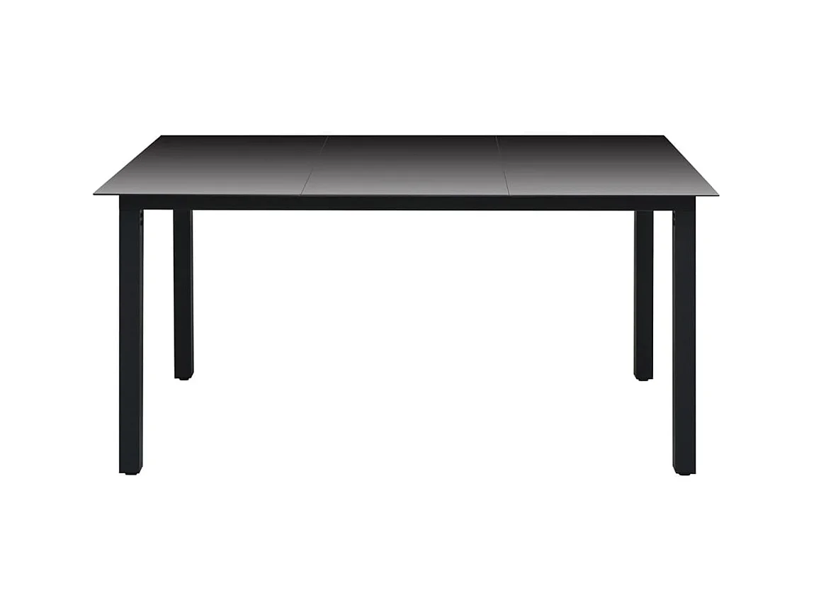 Mesa de comedor de jardín de aluminio y vidrio negra 150x90x74 cm KOW57977