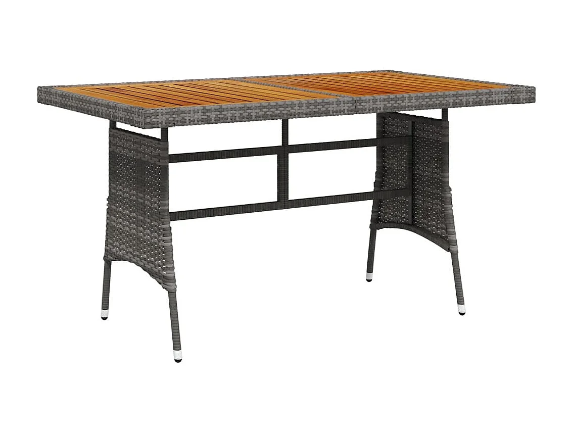 Mesa de jardim 130x70x72 cm vime PE e acácia maciça cinzento PT564656