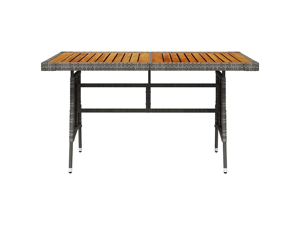 Tuintafel 130x70x72 cm poly rattan en massief acaciahout grijs NL966562