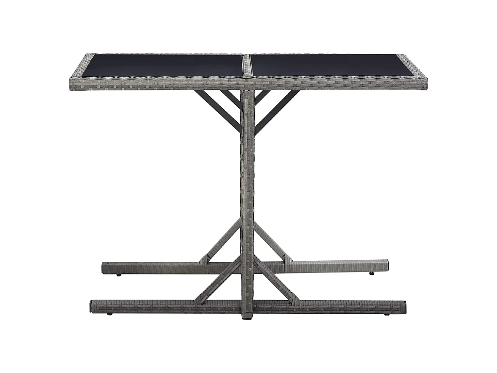 Mesa de comedor de jardín vidrio y ratán sintético antracita 110x53x72 cm KOW76042