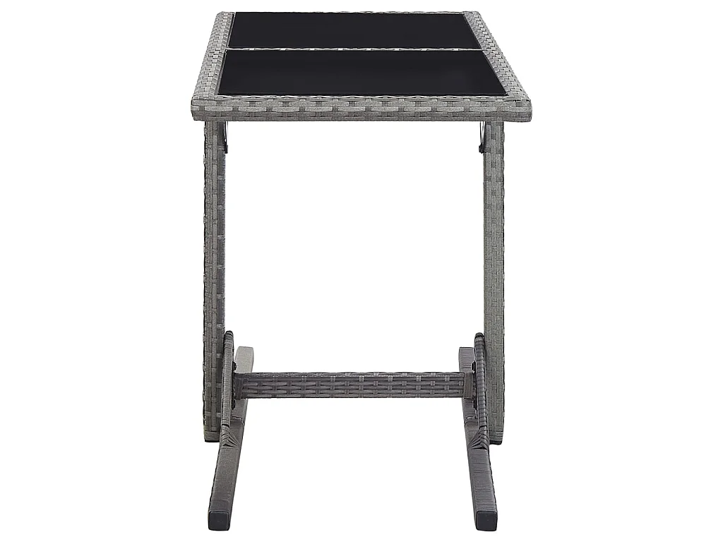 Mesa de comedor de jardín vidrio y ratán sintético antracita 110x53x72 cm KOW76042