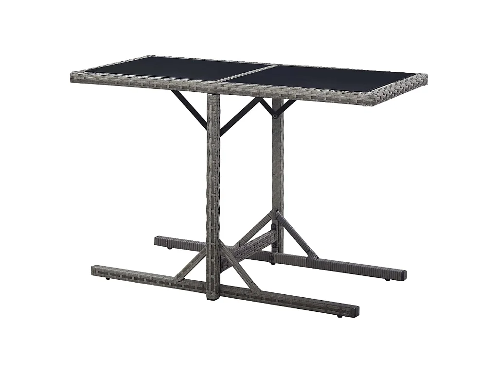 Mesa de comedor de jardín vidrio y ratán sintético antracita 110x53x72 cm KOW76042