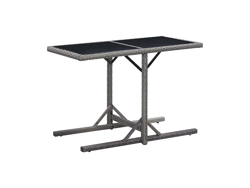 Table de jardin Anthracite 110x53x72 cm Verre et résine tressée GHR18174