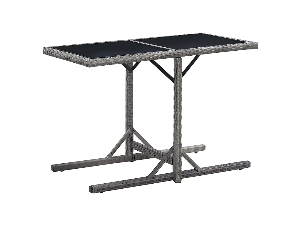 Table de jardin Anthracite 110x53x72 cm Verre et résine tressée GHR18174