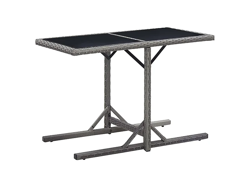 Table de jardin Anthracite 110x53x72 cm Verre et résine tressée GHR18174