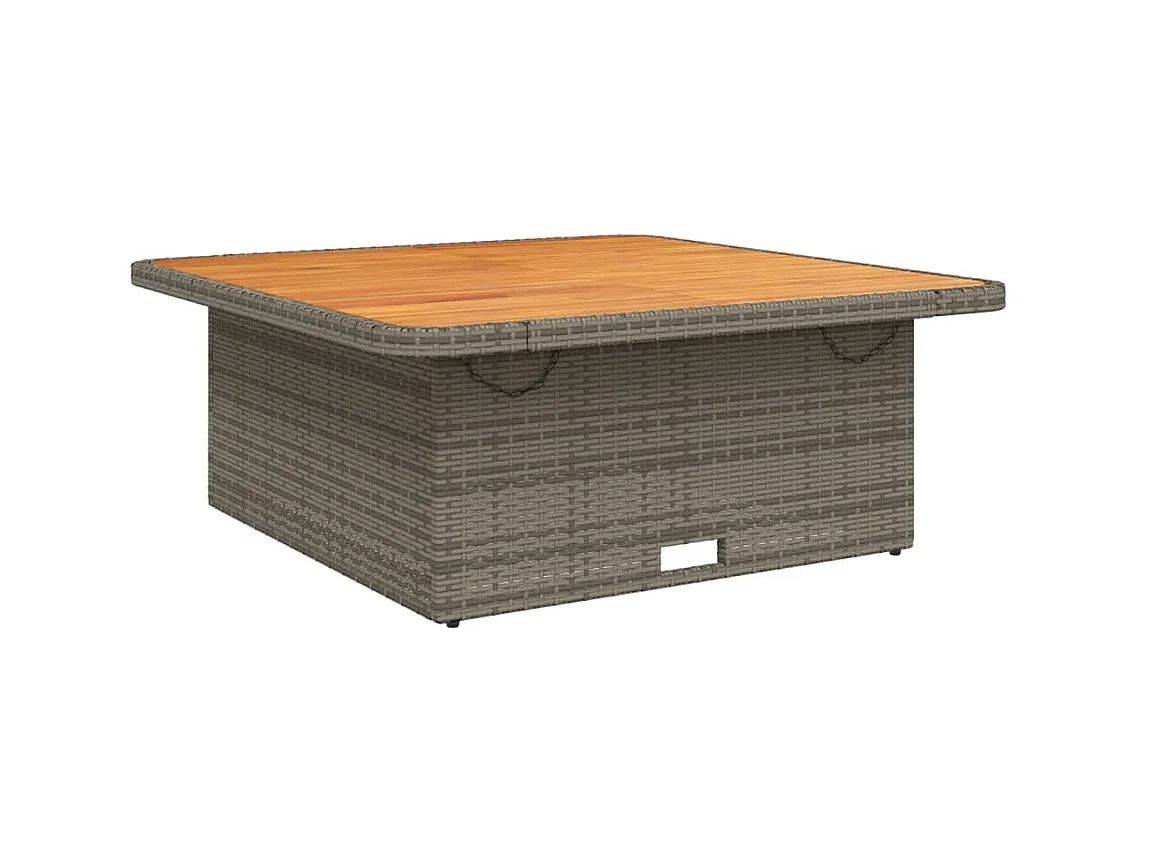 Table de jardin gris 110x110x71 cm Résine tressée bois d'acacia GHR27919