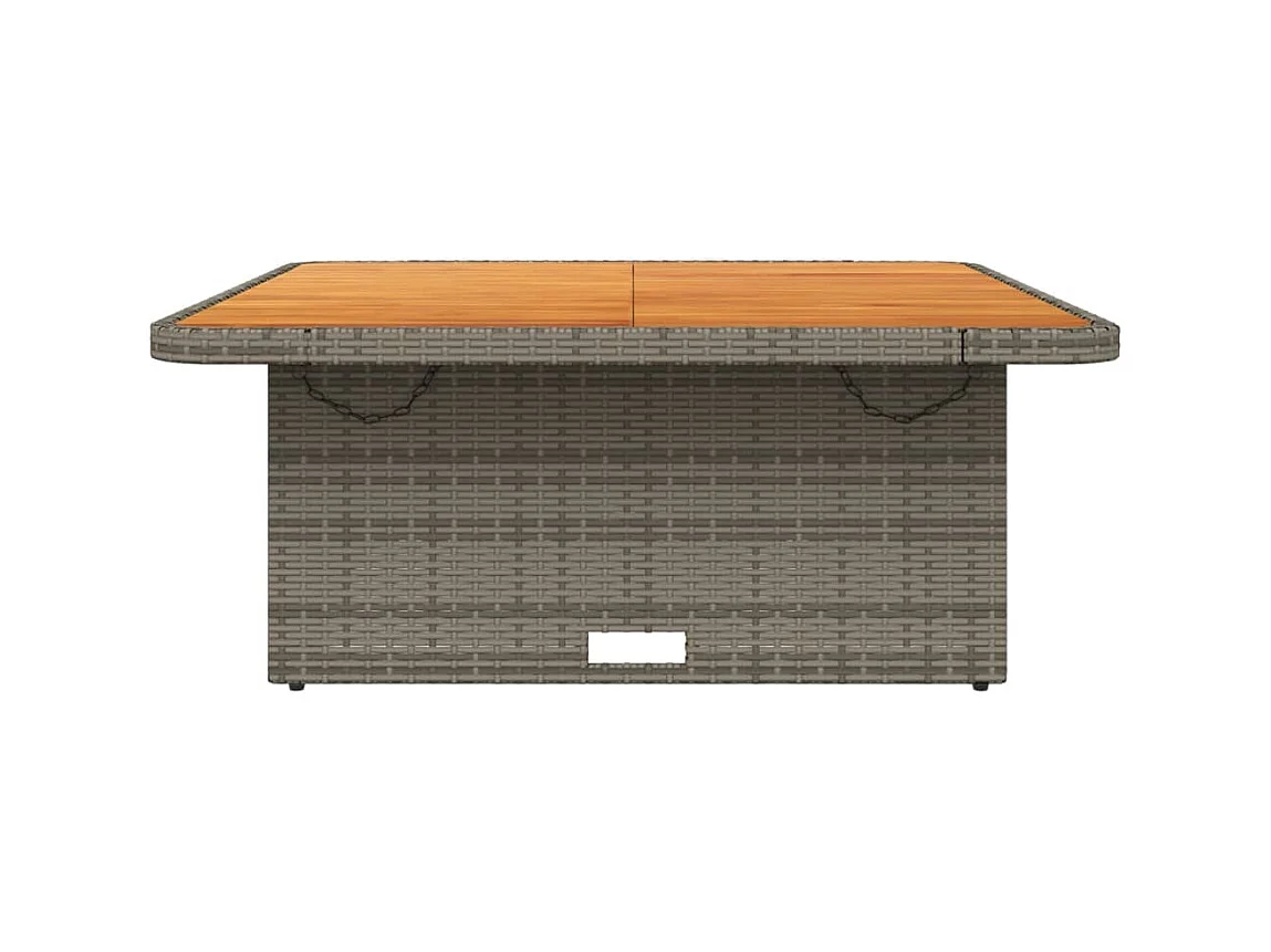 Table de jardin gris 110x110x71 cm Résine tressée bois d'acacia GHR27919