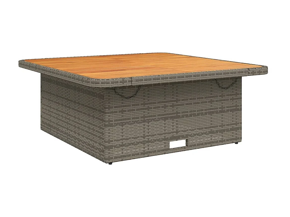 Mesa de jardim 110x110x71 cm vime PE e madeira de acácia cinza PT807060