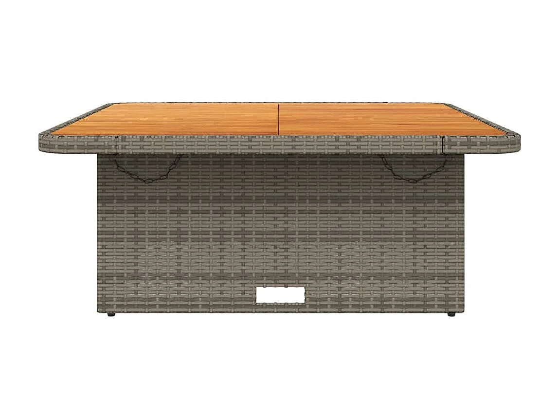Mesa de jardim 110x110x71 cm vime PE e madeira de acácia cinza PT807060
