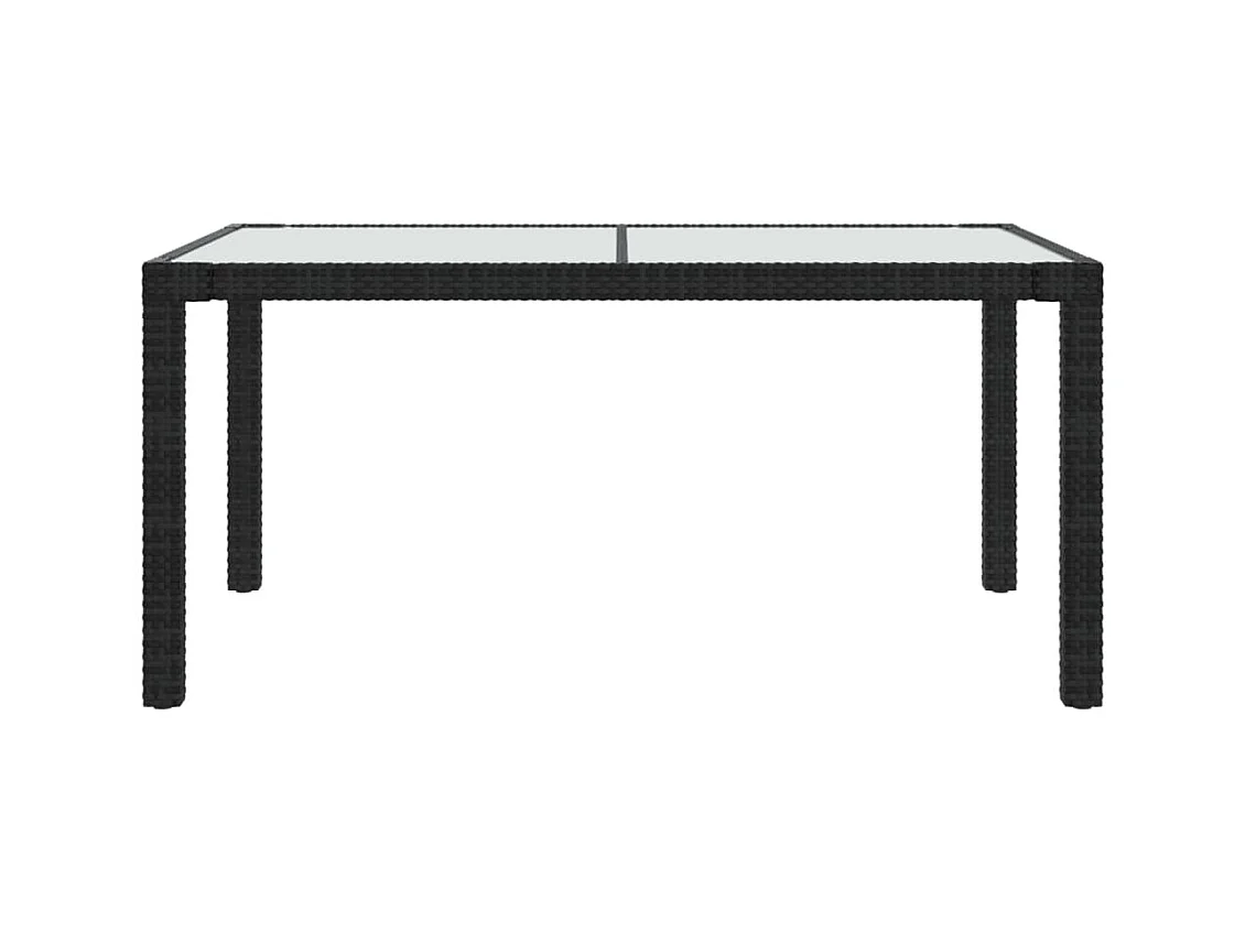 Table de jardin 150x90x75cm Verre trempé et résine tressée Noir GHR34363