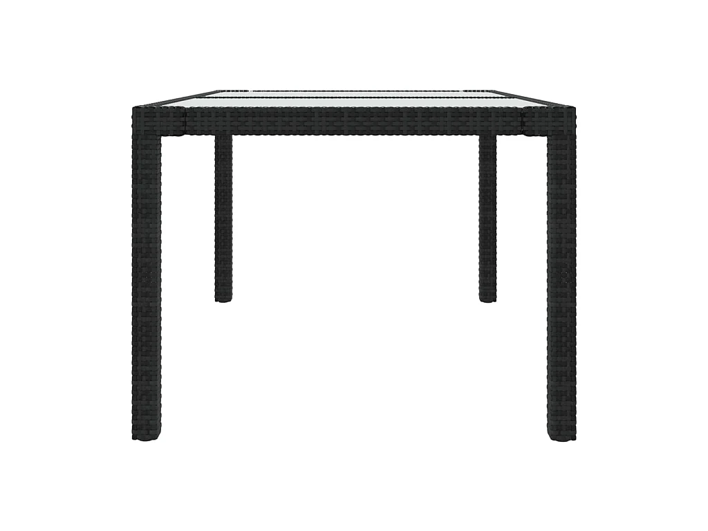 Table de jardin 150x90x75cm Verre trempé et résine tressée Noir GHR34363