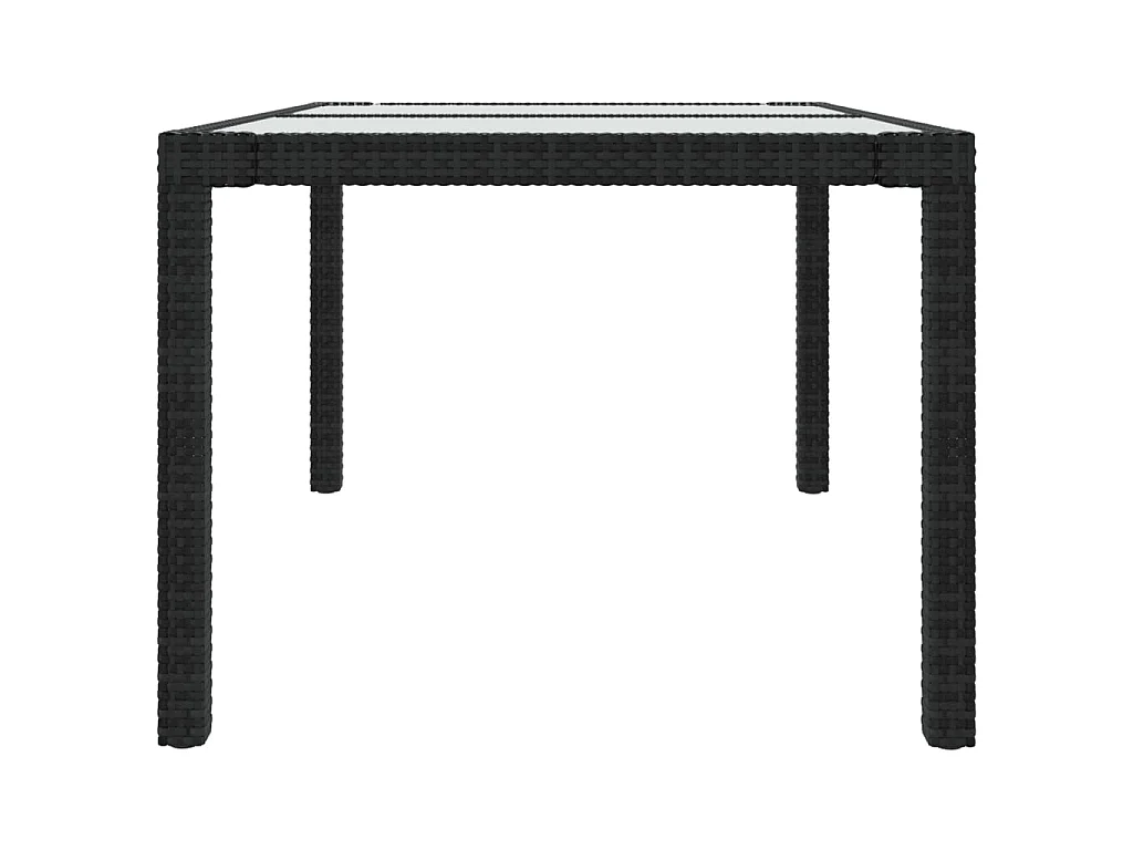 Table de jardin 150x90x75cm Verre trempé et résine tressée Noir GHR34363
