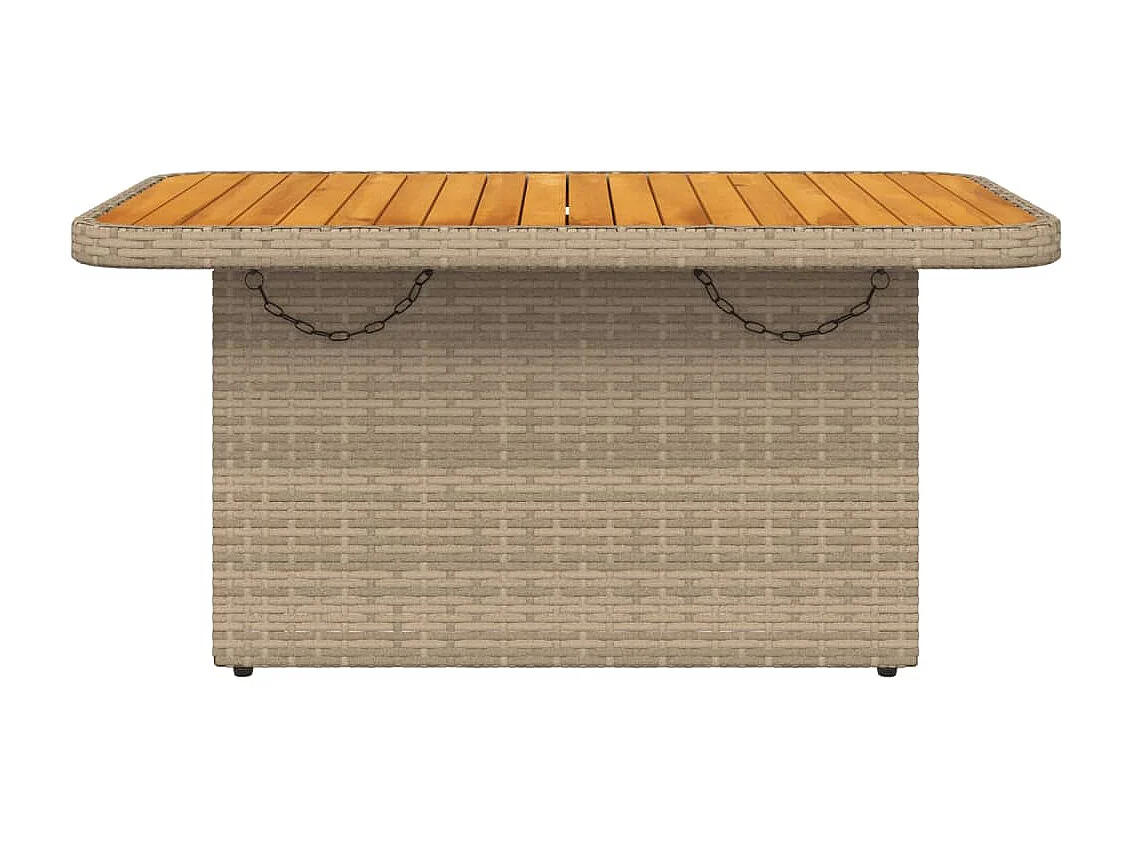 Table de jardin beige 90x55x71 cm résine tressée et bois acacia GHR11290