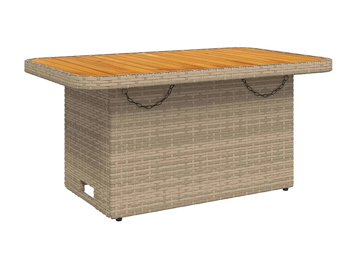 Table de jardin beige 90x55x71 cm résine tressée et bois acacia GHR11290