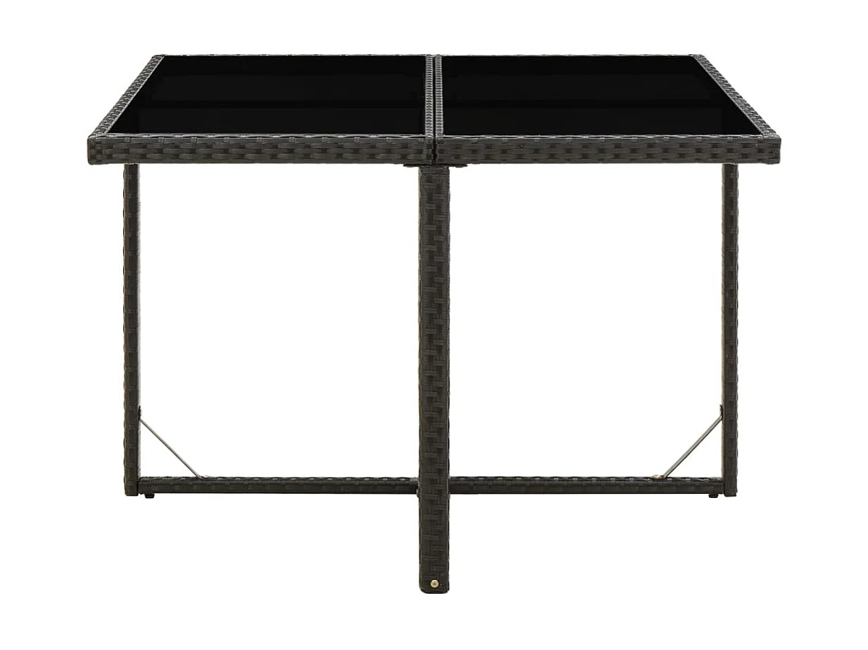 Table de jardin Noir 109x107x74 cm Résine tressée et verre GHR73012