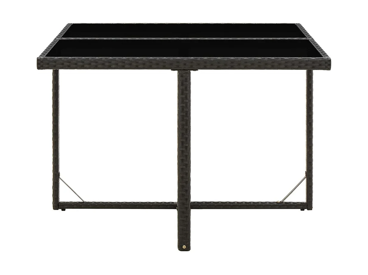 Table de jardin Noir 109x107x74 cm Résine tressée et verre GHR73012