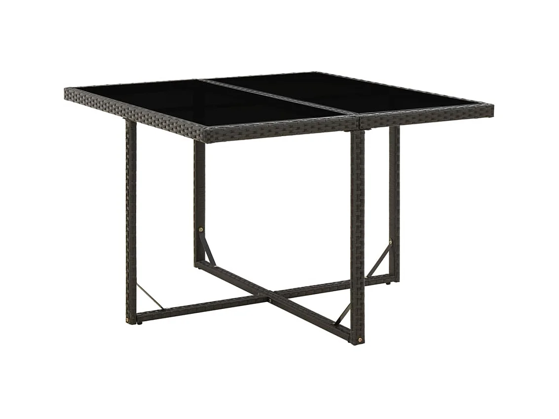Table de jardin Noir 109x107x74 cm Résine tressée et verre GHR73012