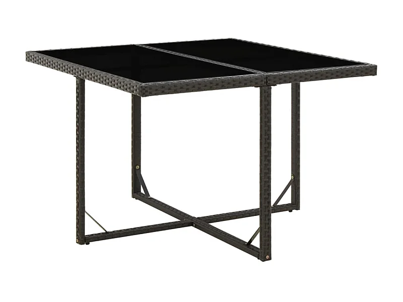 Table de jardin Noir 109x107x74 cm Résine tressée et verre GHR73012