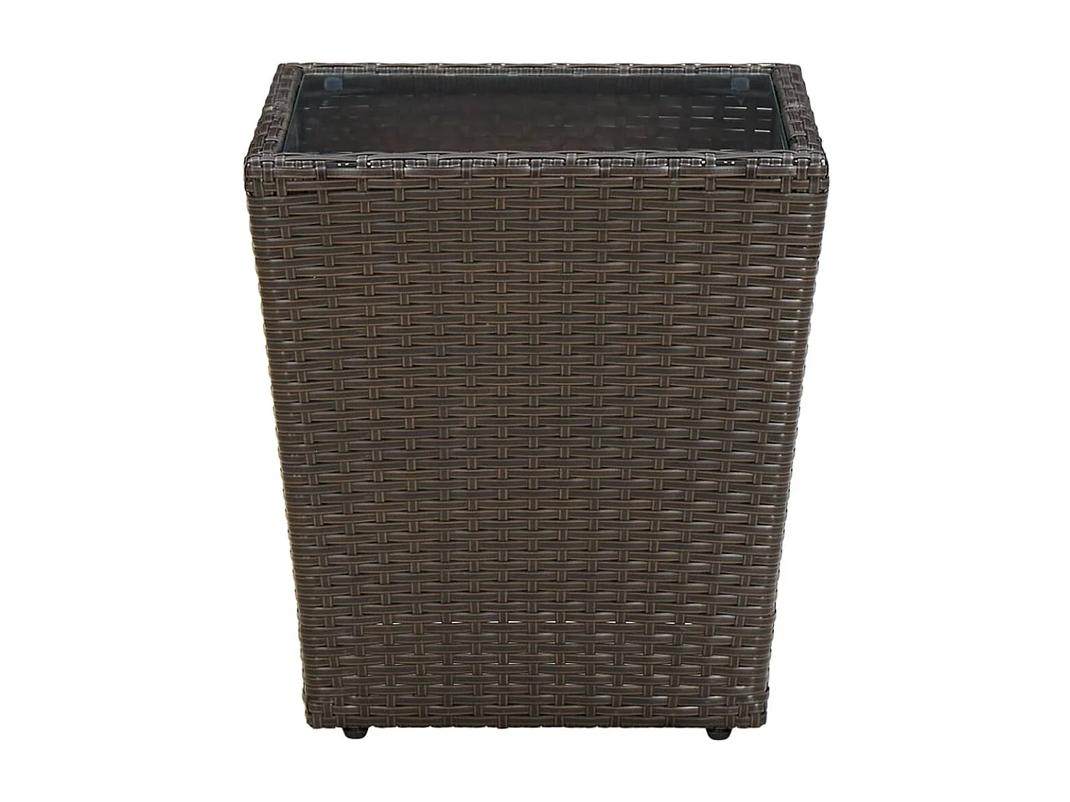 Mesa de centro ratán PE vidrio templado marrón 41,5x41,5x44cm KOW99346