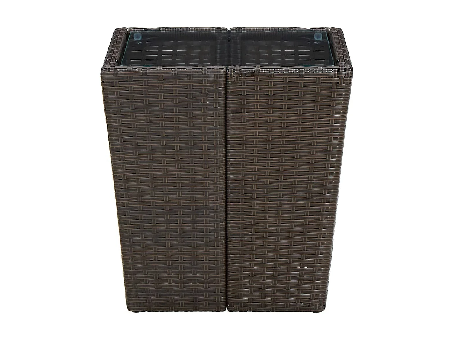 Mesa de centro ratán PE vidrio templado marrón 41,5x41,5x44cm KOW99346