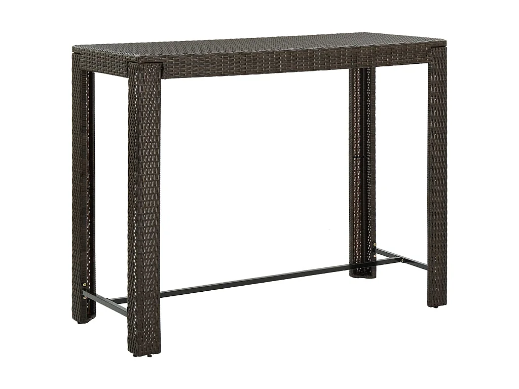 Mesa de bar para jardim 140,5x60,5x110,5 cm vime PE castanho PT691502