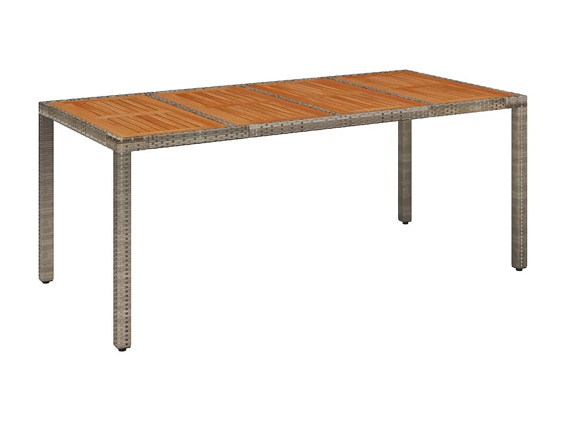 Table de jardin dessus en bois Gris 190x90x75 cm Résine tressée GHR59078