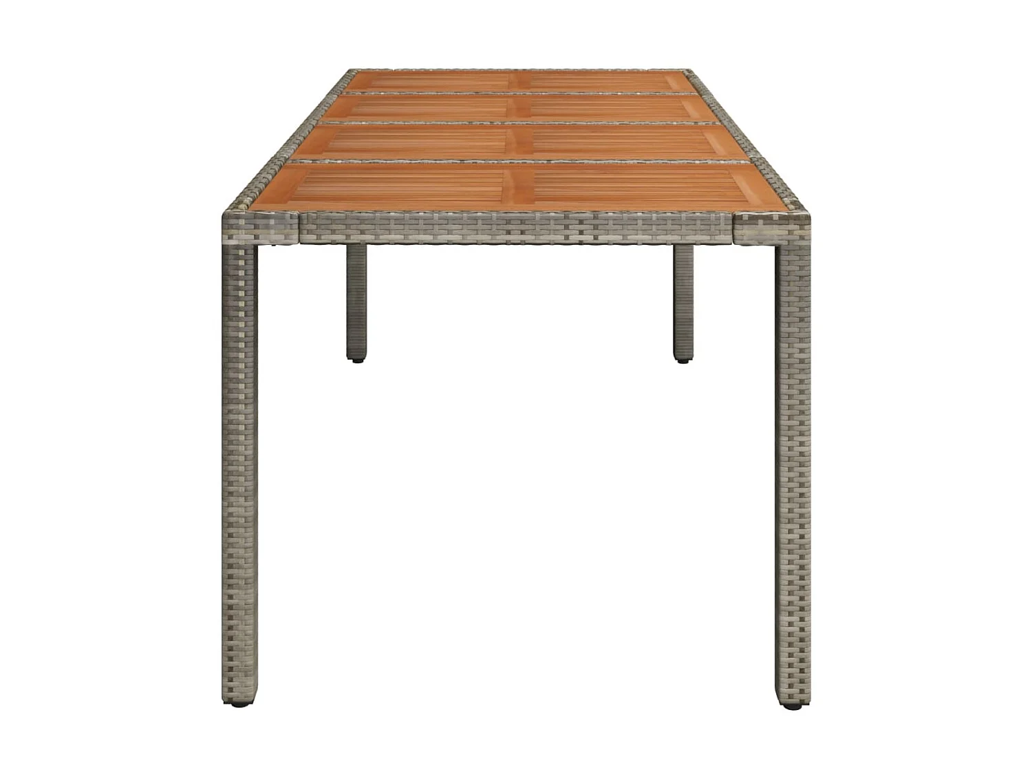 Table de jardin dessus en bois Gris 190x90x75 cm Résine tressée GHR59078