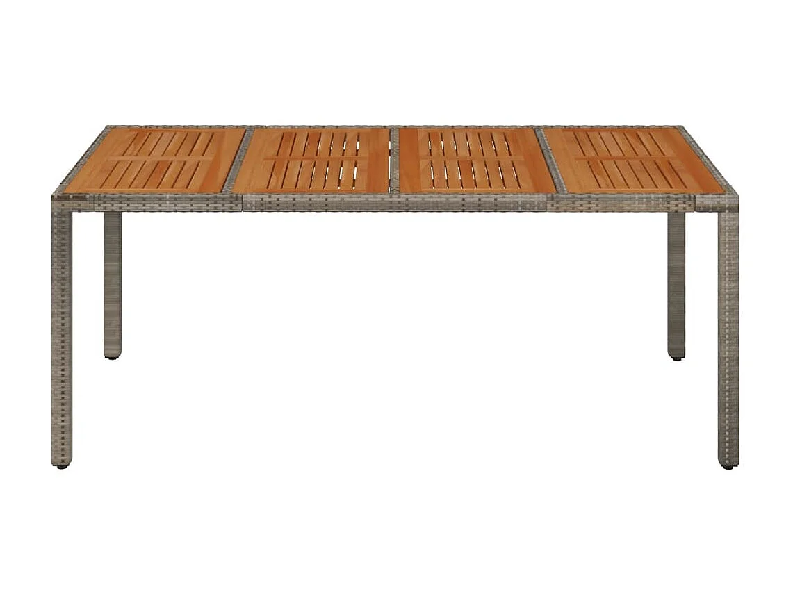 Table de jardin dessus en bois Gris 190x90x75 cm Résine tressée GHR59078