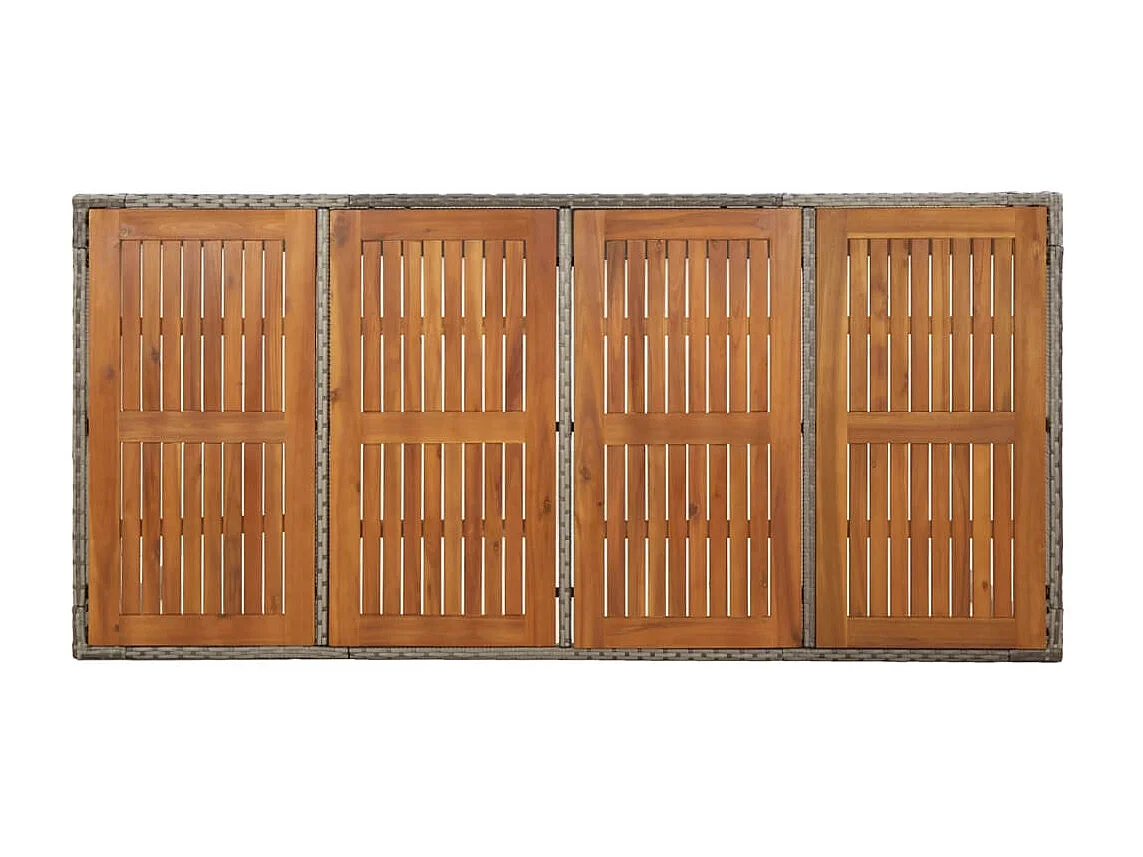 Table de jardin dessus en bois Gris 190x90x75 cm Résine tressée GHR59078