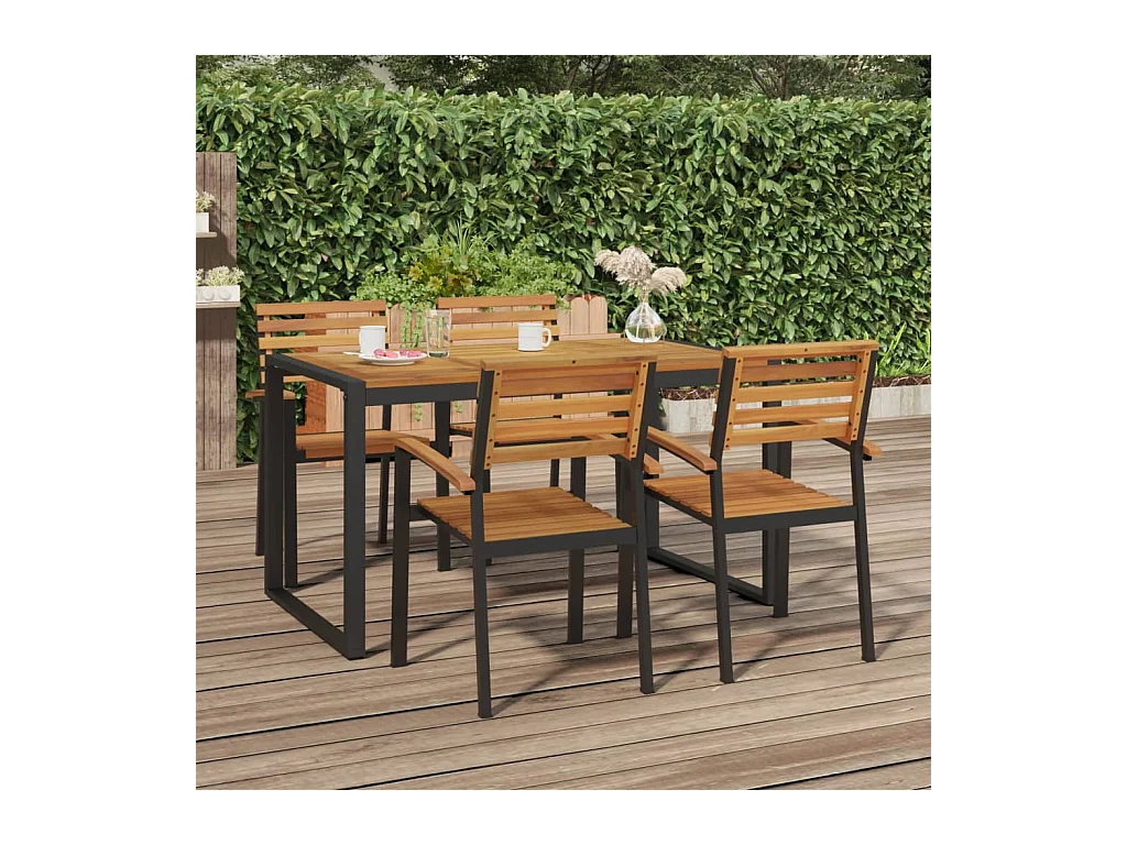 Table de jardin et pieds en forme de U 140x80x75 cm bois acacia GHR70436