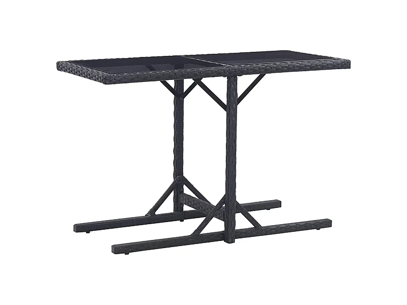 Table de jardin Noir 110x53x72 cm Verre et résine tressée GHR87925