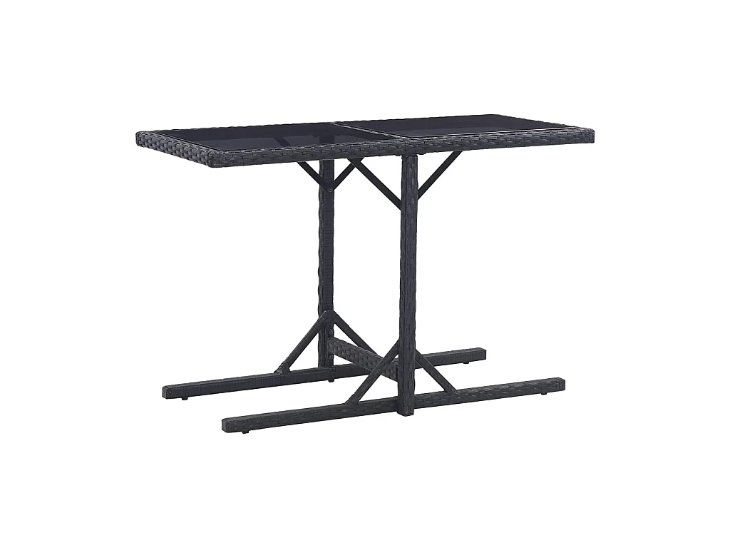 Table de jardin Noir 110x53x72 cm Verre et résine tressée GHR87925