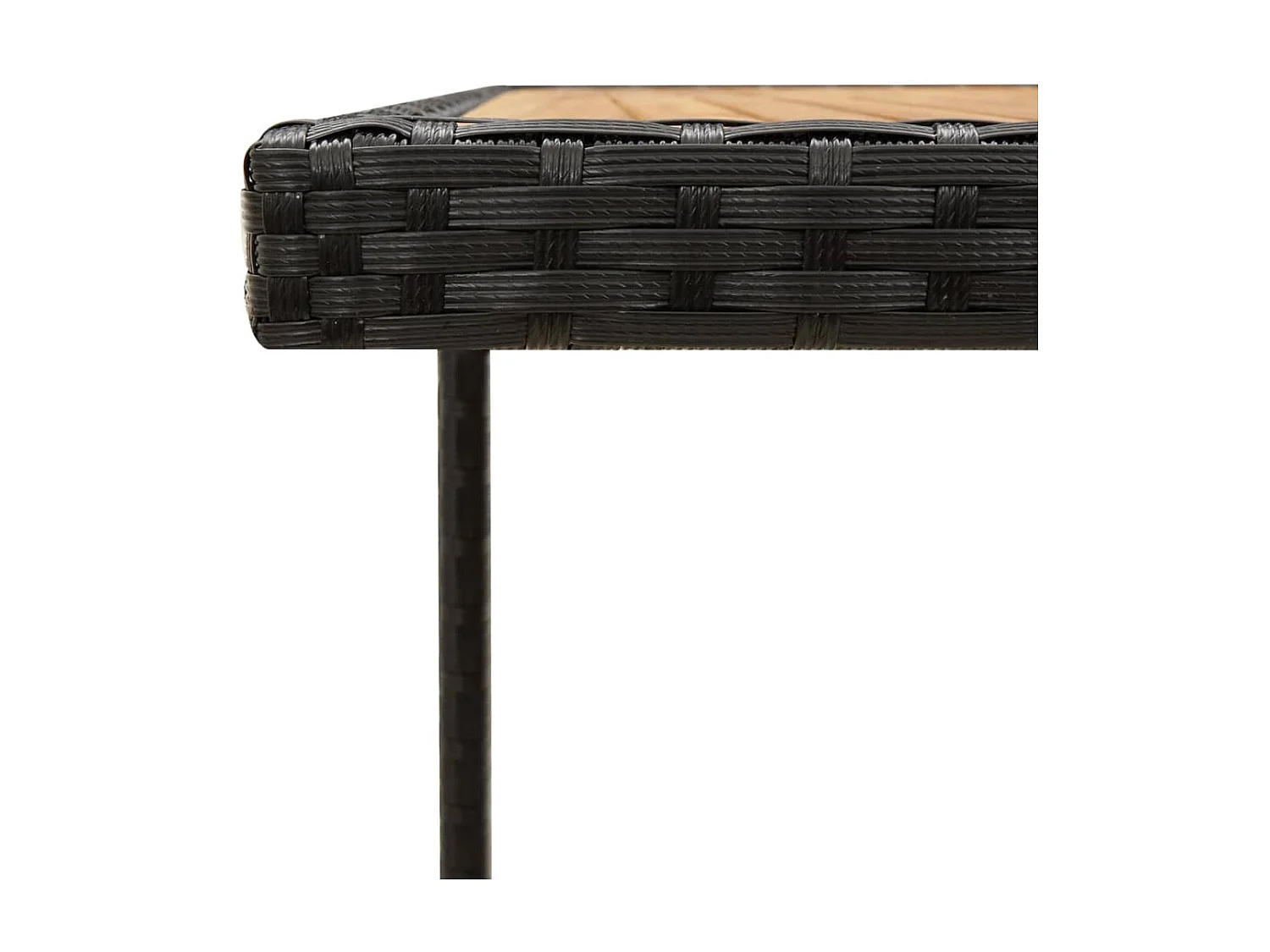 Table de jardin Noir 109x107x74 cm Résine tressée bois massif GHR77441