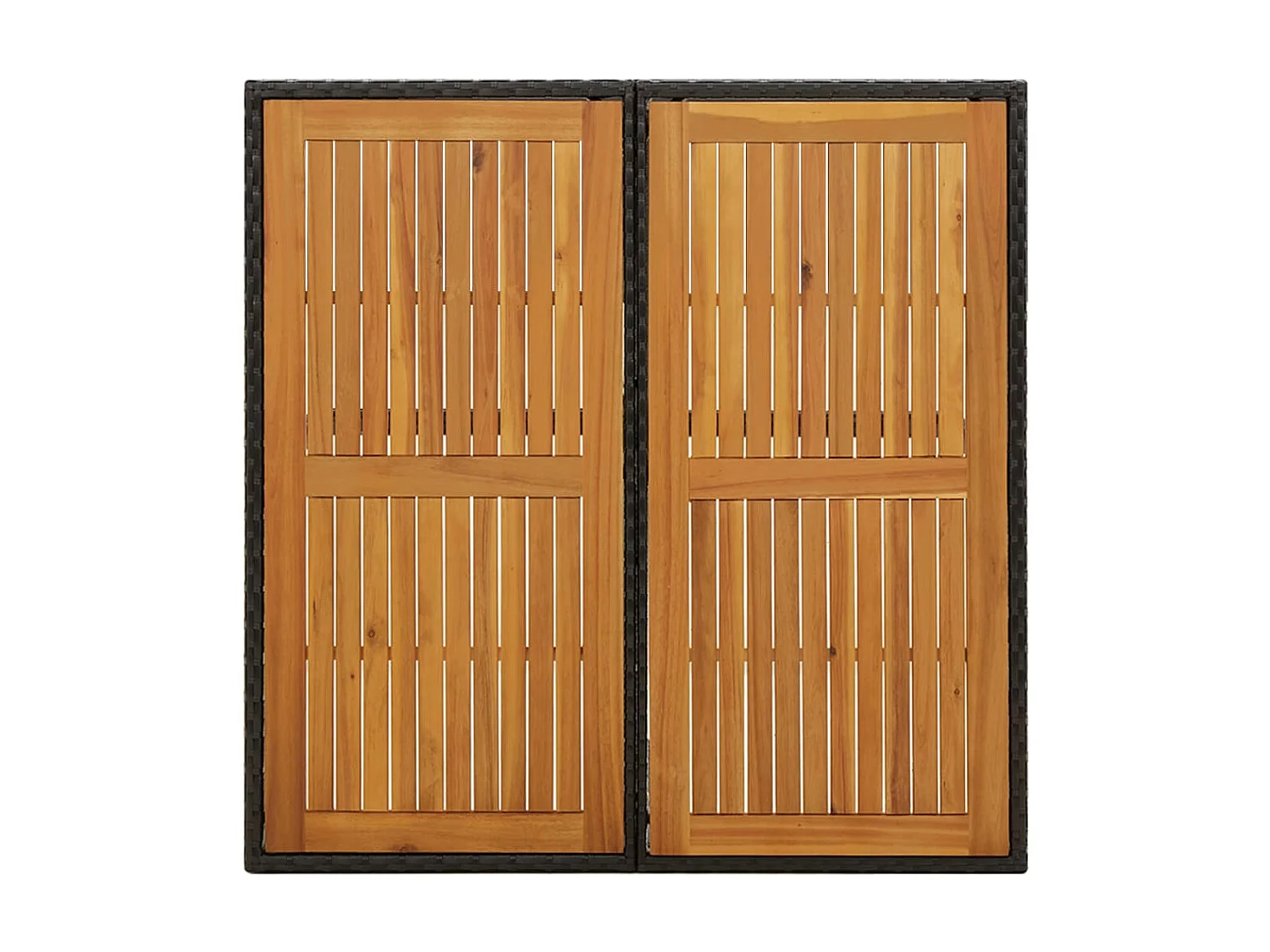 Mesa de comedor de jardín ratán sintético madera acacia negro 109x107x74cm KOW32622