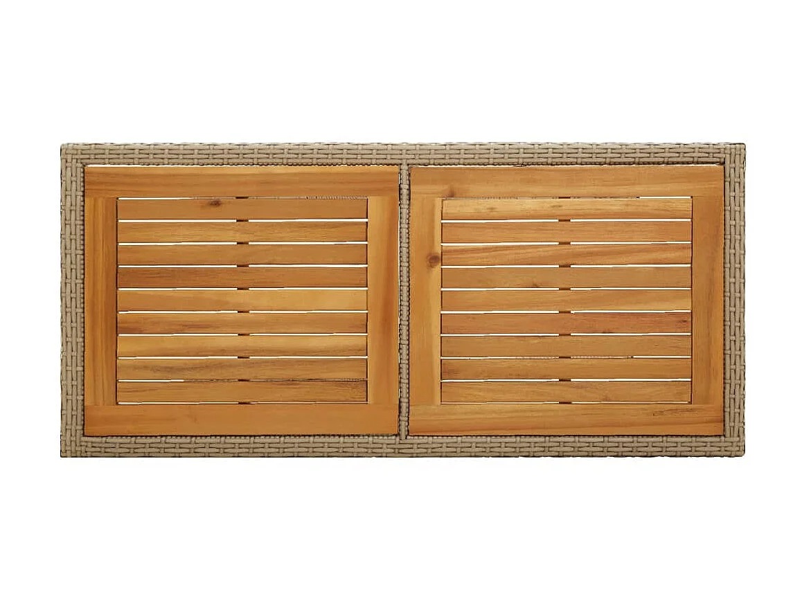 Table de jardin Beige Bois massif d'acacia et poly rotin GHR30343