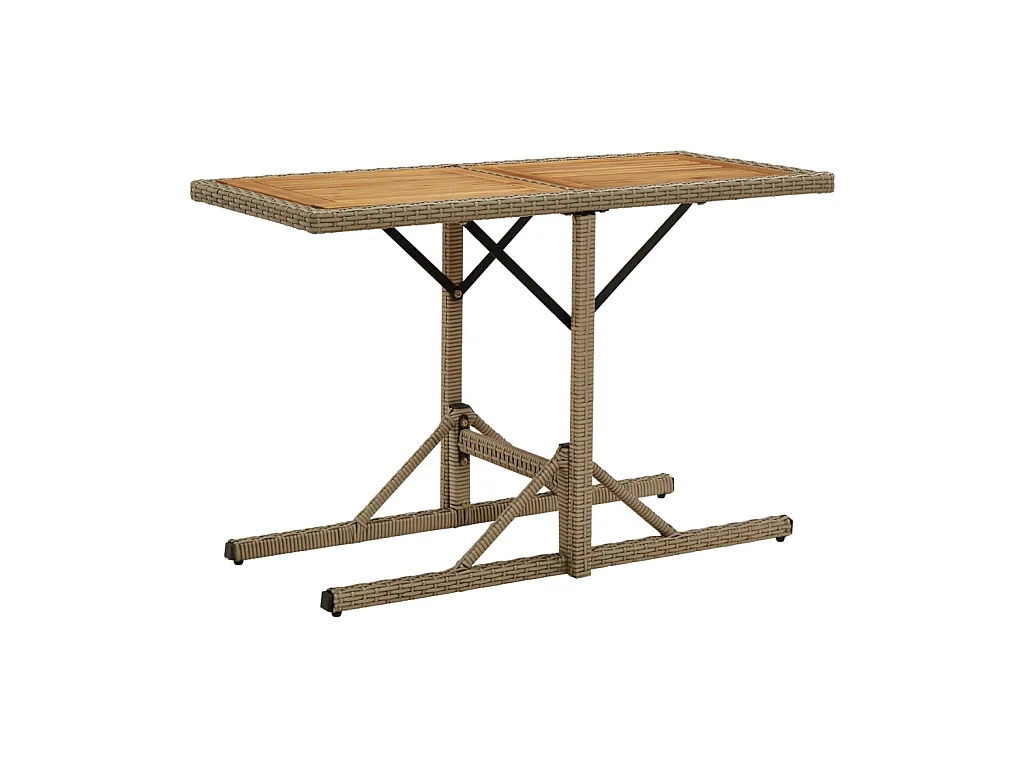 Tuintafel massief acaciahout en poly rattan beige NL642722