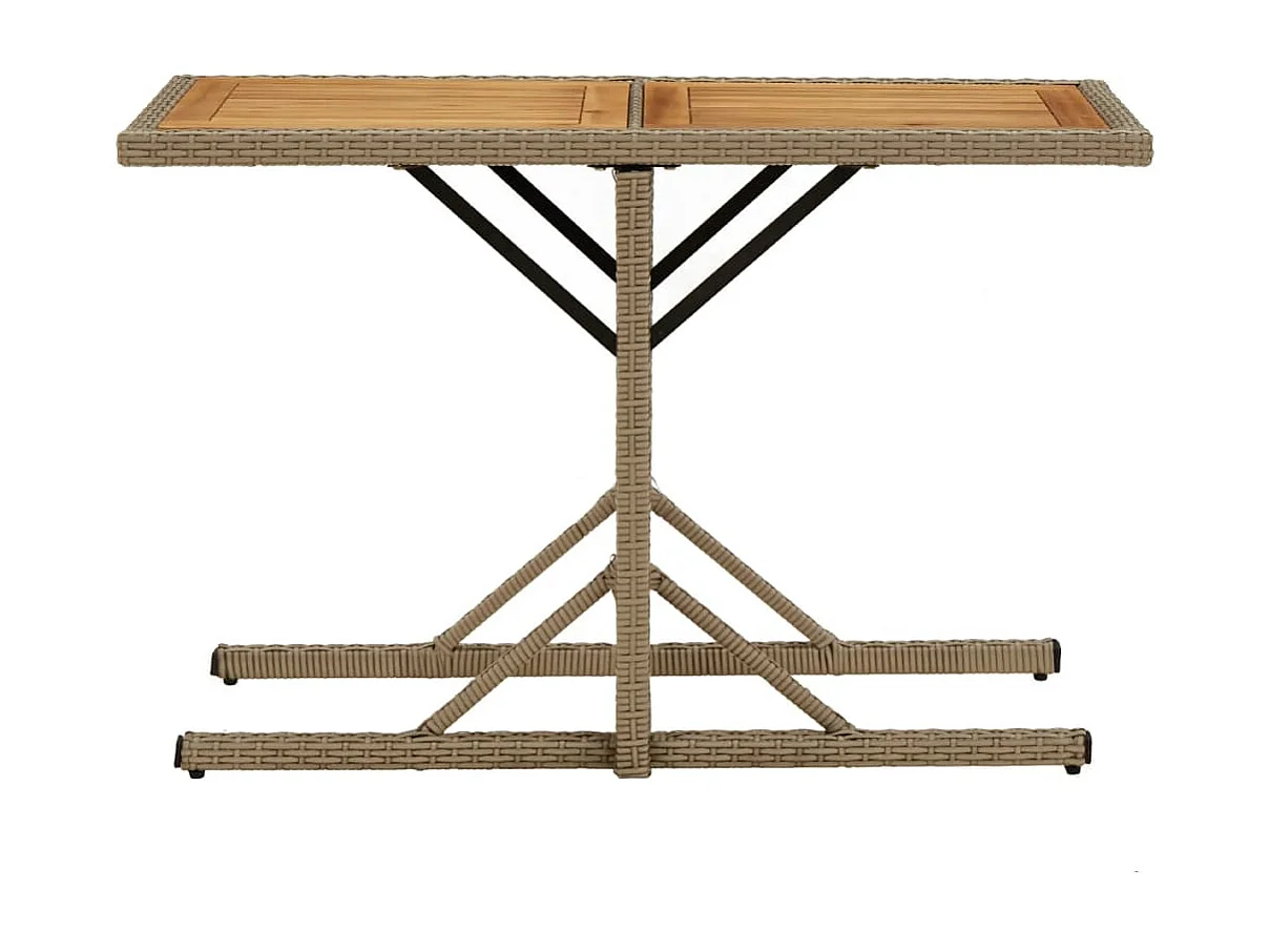 Table de jardin Beige Bois massif d'acacia et poly rotin GHR30343
