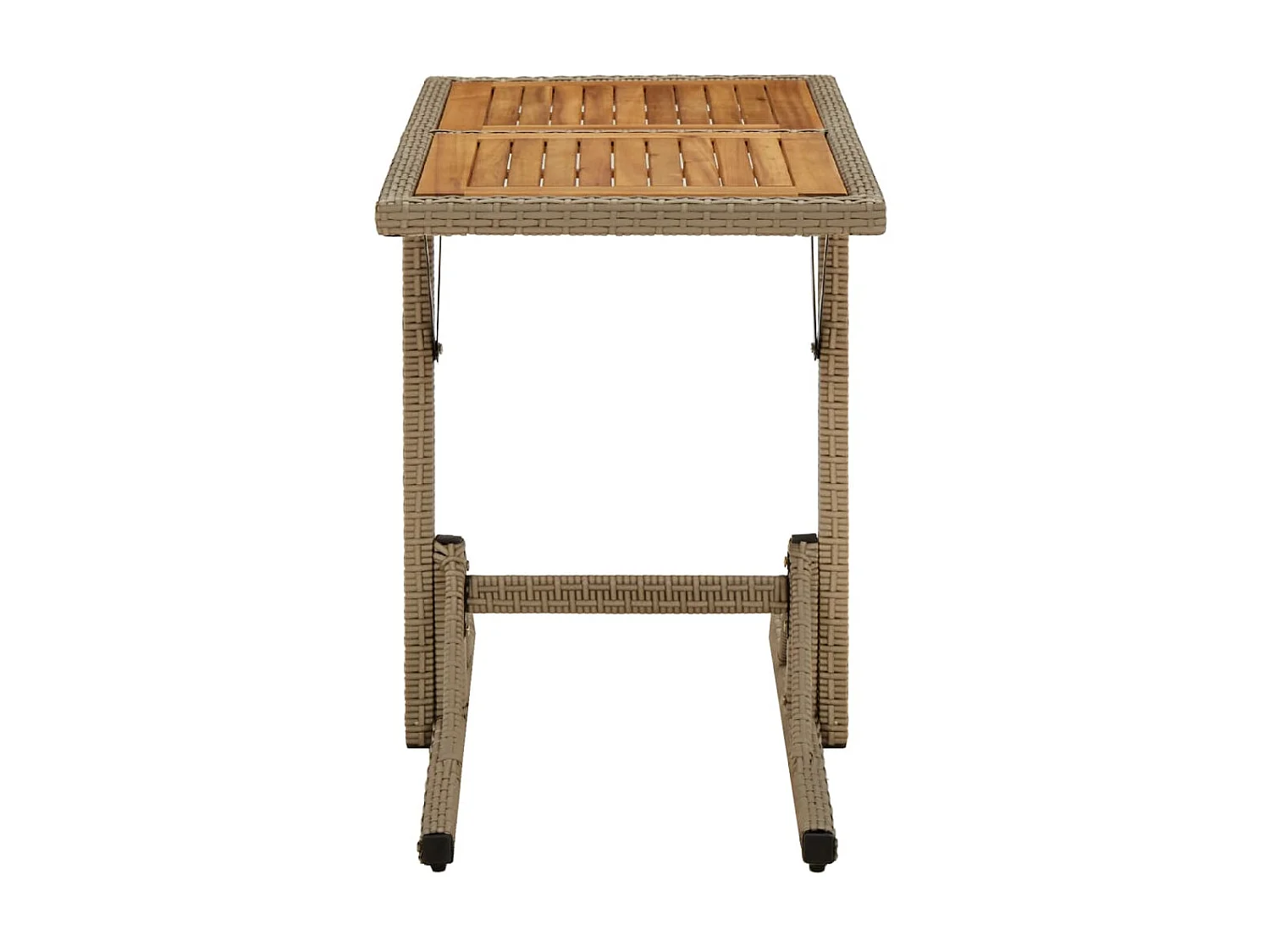 Table de jardin Beige Bois massif d'acacia et poly rotin GHR30343